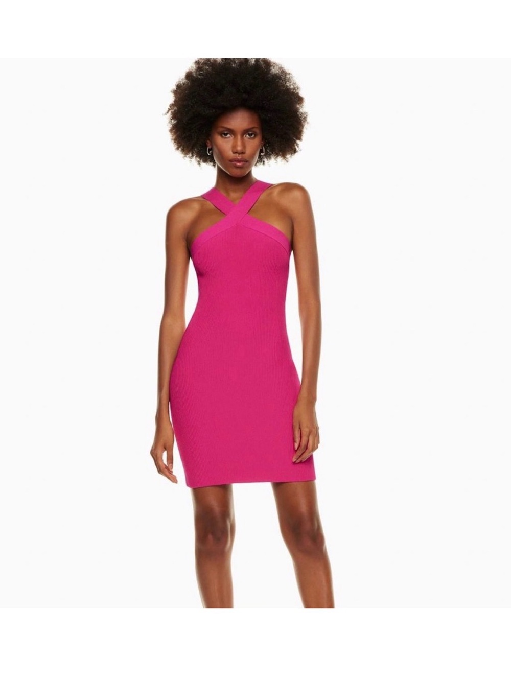 Aritzia Sculpt Knit Criss Cross Dress, size Small in Eros hot pink